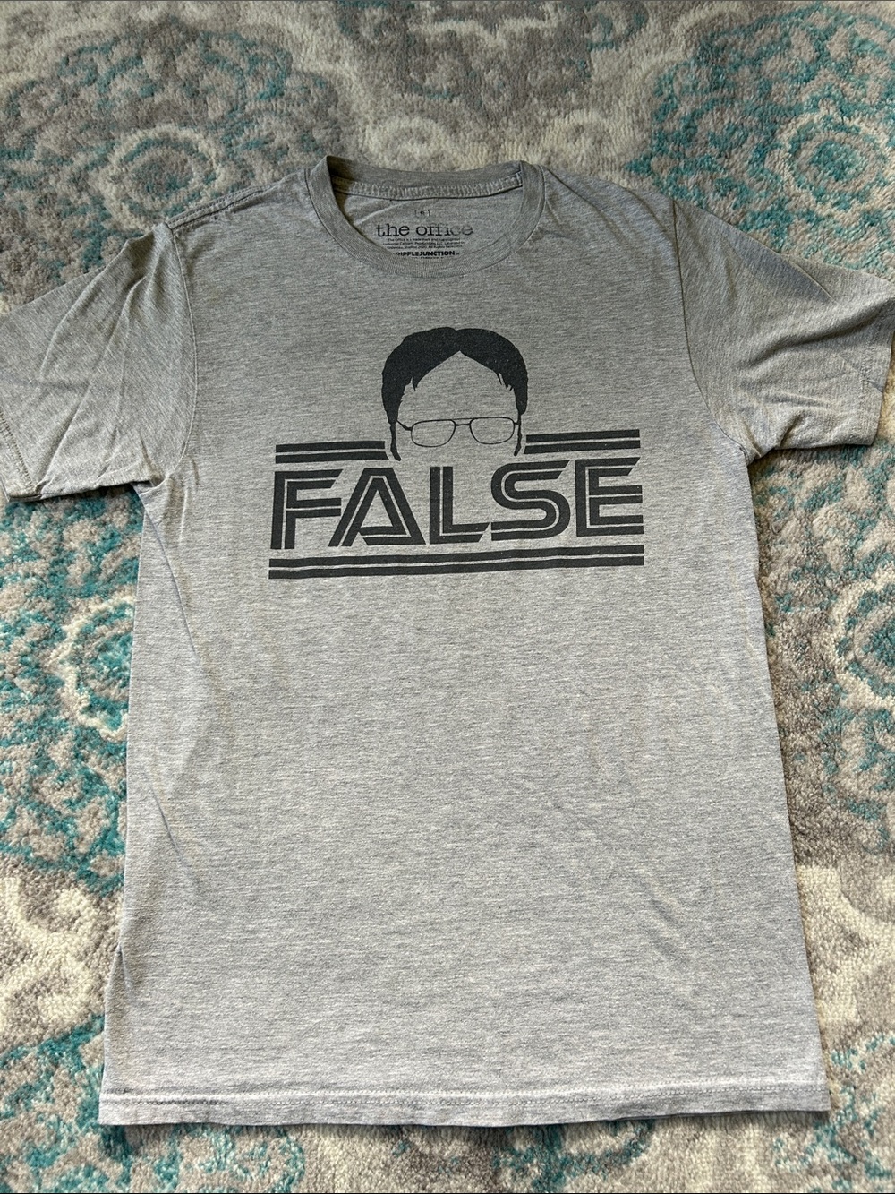 Ripple Junction Gray 'FALSE' Graphic Tee with Black Print